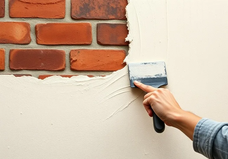Application d'un enduit décoratif à la lisseuse sur un mur