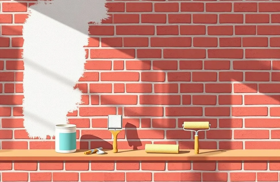 Outils de peinture disposés dans l'ordre des étapes du chantier